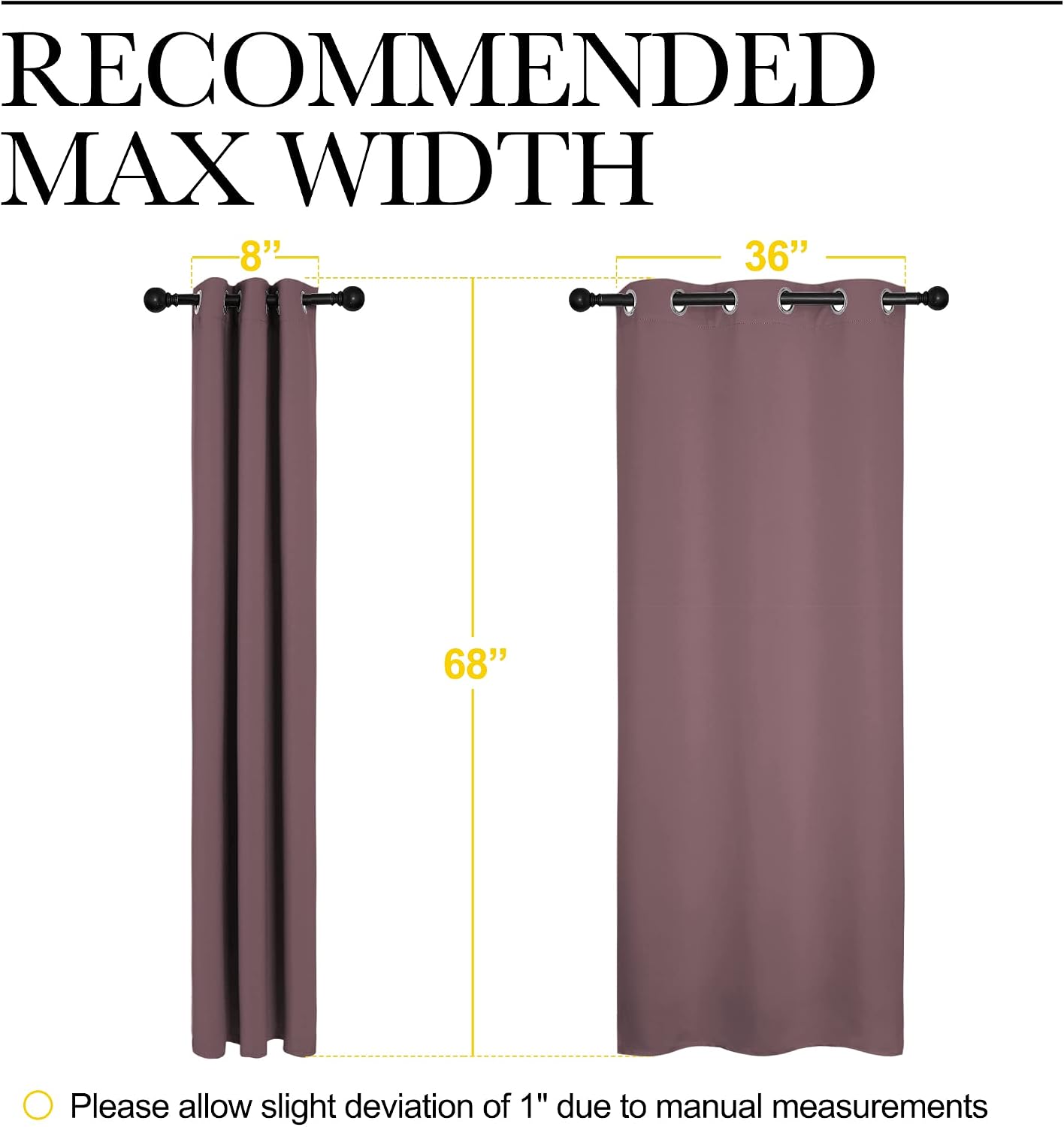 NICETOWN Dry Rose Room Darkening Curtains for Kitchen, Set of 2, 42 inches Wide by 68 inches Long, Window Treatment Thermal Insulated…