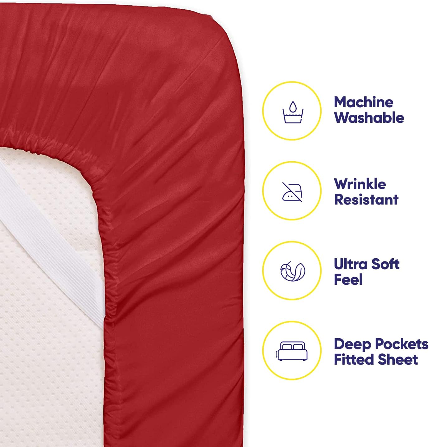 Queen Sheets Red - 6 Piece 1500 Supreme Collection Fine Brushed Microfiber Deep Pocket Queen Sheet Set Bedding - 2 Extra Pillow Cases…