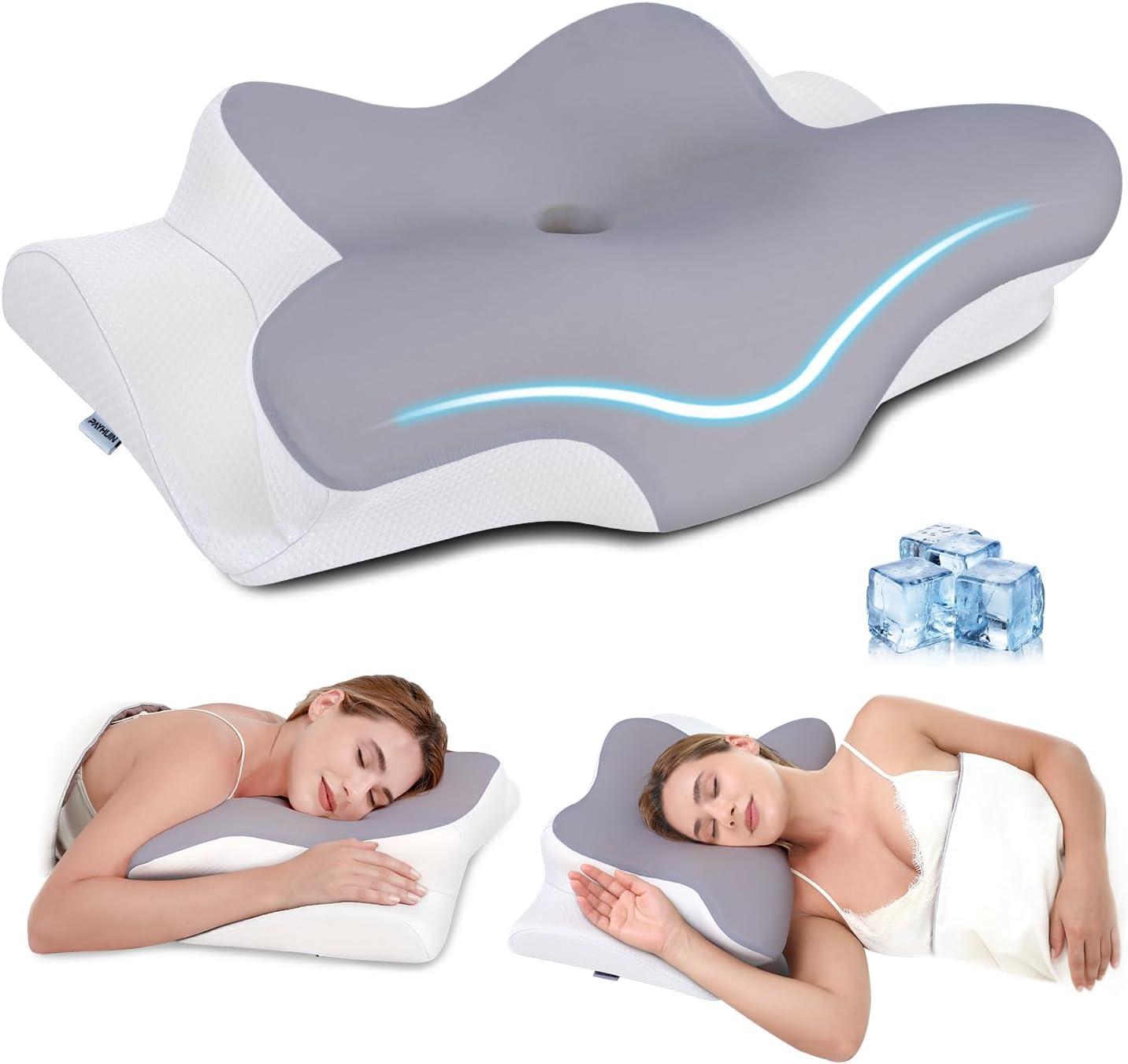 Missleep Cervical Neck Pillow, Memory Foam Pillows for Neck & Shoulder, 2 Heights Ergonomic Pillow with Breathable Ice Silk Cover, Neck Su…