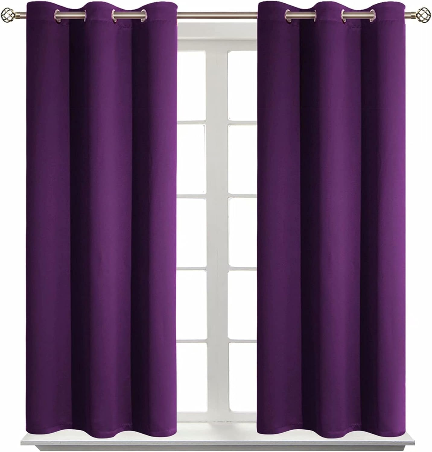 BGment Blackout Curtains - Grommet Thermal Insulated Room Darkening Bedroom and Living Room Curtain, Set of 2 Panels (38 x 45 Inch, Purple)…