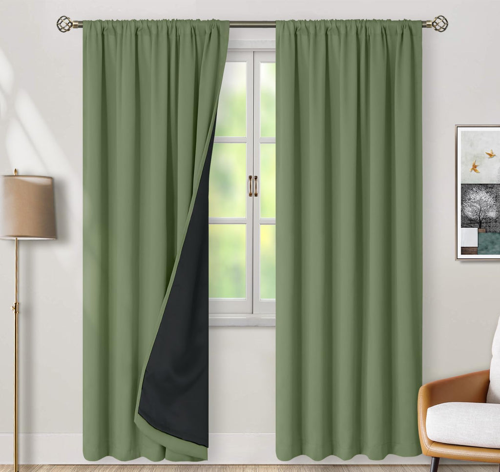BGment 78 Inch Curtains for Living Room, 100% Blackout Curtains for Bedroom with Liner, Thermal Insulated Double Layer Rod Pocket and…