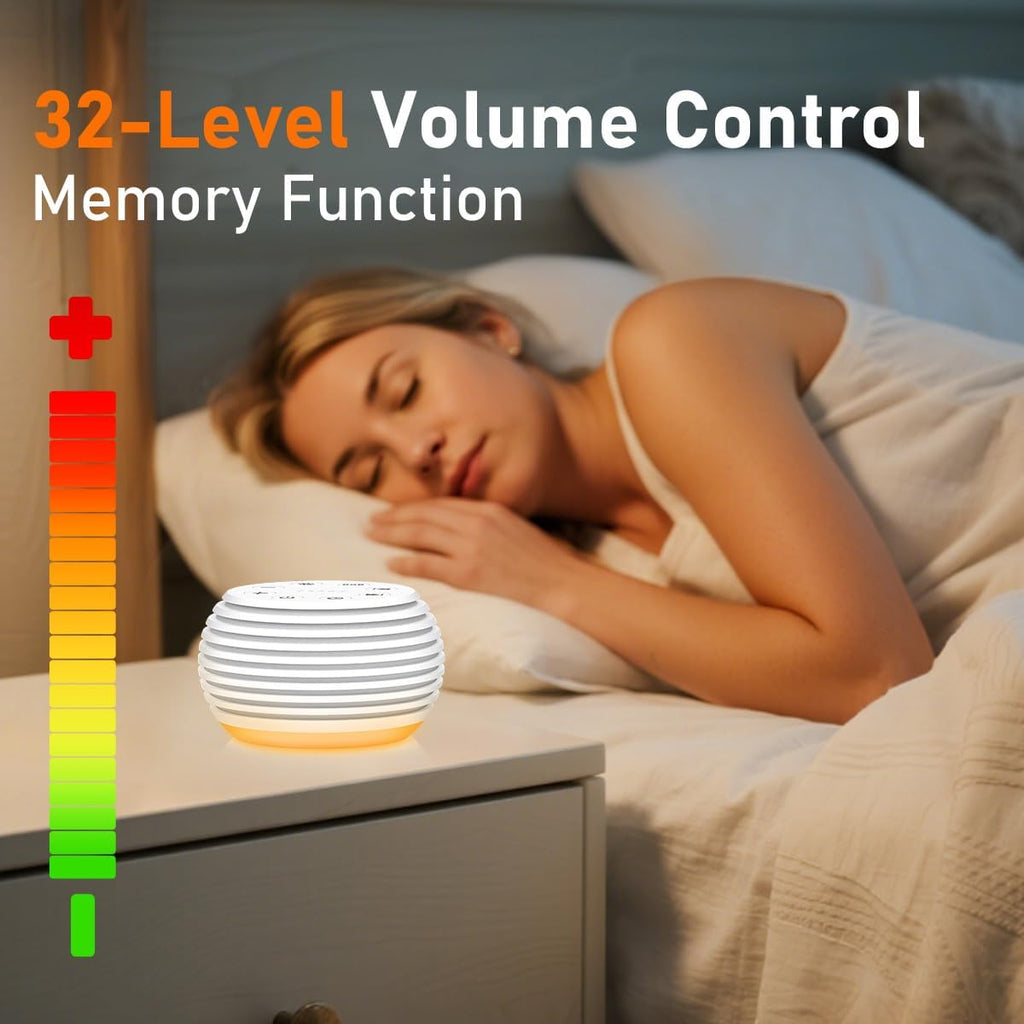 SleeZOO Portable Sound Machine White Noise Machine Sleep Machine with 30 Soothing Sounds 32 Volume Levels 5 Timers 12 Lights Memory…