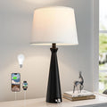Seealle Single Modern Table Lamp - Touch Bedside Lamp for Nightstand with USB Dual C+A,3-Way Dimmable Black Nightstand Lamp for Living…