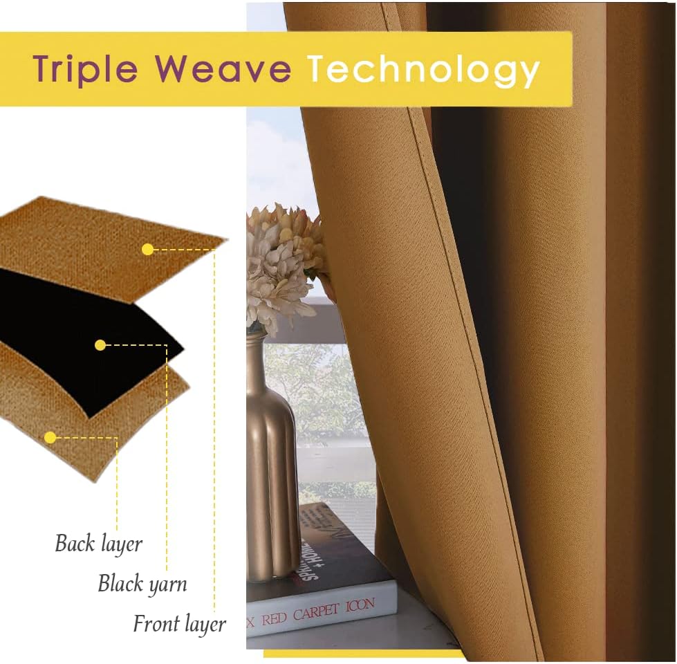 NICETOWN Sleek Blackout Curtains 48 inches Length for Small Windows, Noise Reducing and Block Draft Panels for Door Doorway Laundry…