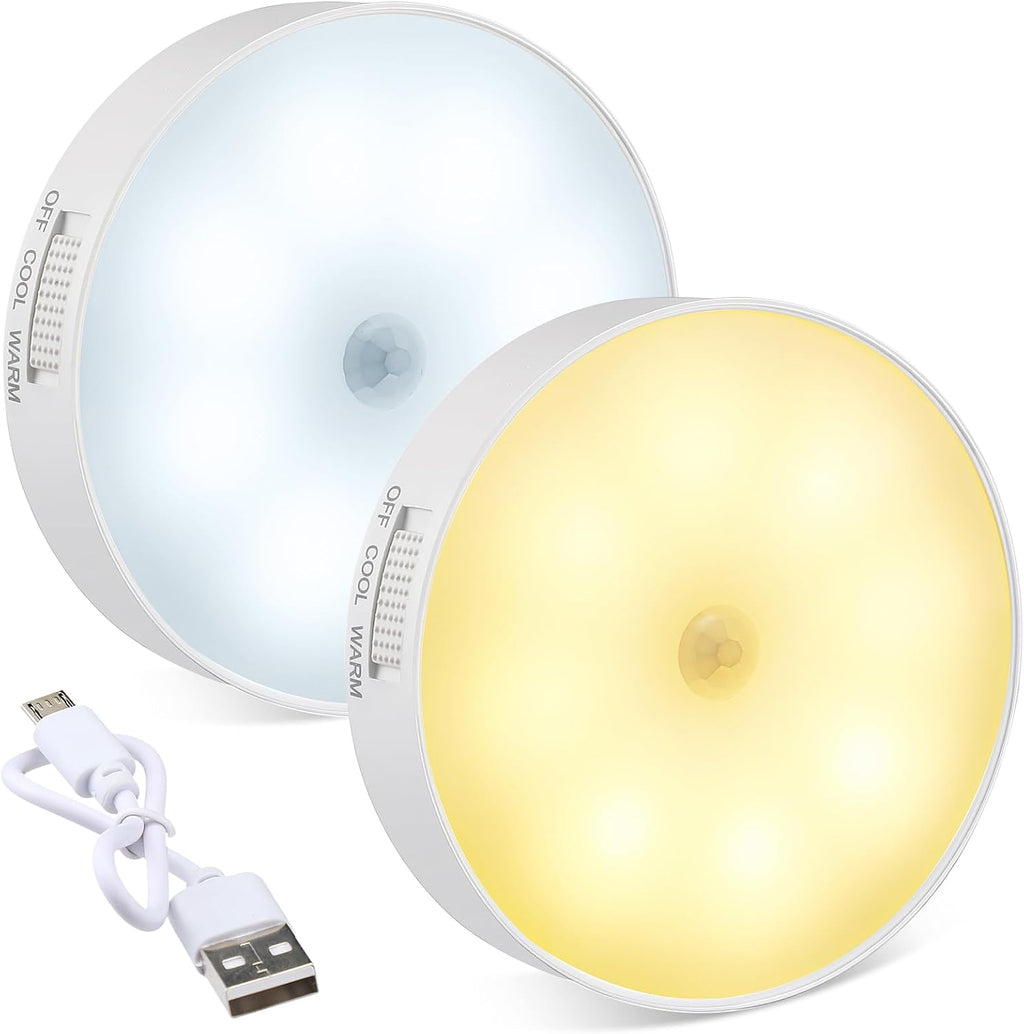 Glooglitter 2 Pcs Magnetic Cruise Ship Motion Sensor Light with USB Cable LED Rechargeable Night Light Battery Nightlight Safe Cordless…