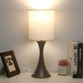 3 Way Touch Control Table Lamp, Modern Bedside Lamp Dimmable Nightstand Lamp with Beige Shade and Dark Brown Base, Small Desk Lamp for…