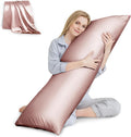 Huxmeyson Body Pillow with Satin Pillowcase, Body Pillow for Adults, Removable Cover, Pink (20"x54") Pink