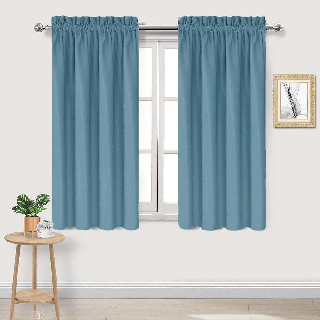 DWCN Blackout Curtains for Living Room Thermal Insulated, Energy Saving & Noise Reducing Bedroom Curtains, Stone Blue, W 38x L 45 Inch…
