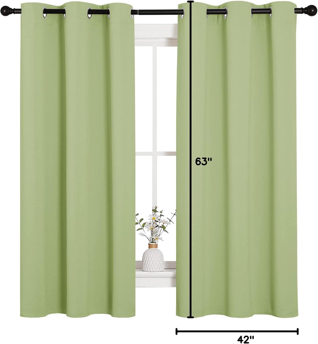 NICETOWN Curtains for Bedroom, Green Nursery Curtains Thermal Insulated, Grommet Top Blackout Drapes for Son's Room Privacy (Sage Green…
