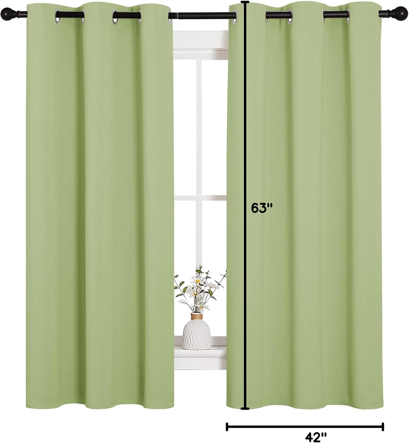 NICETOWN Curtains for Bedroom, Green Nursery Curtains Thermal Insulated, Grommet Top Blackout Drapes for Son's Room Privacy (Sage Green…