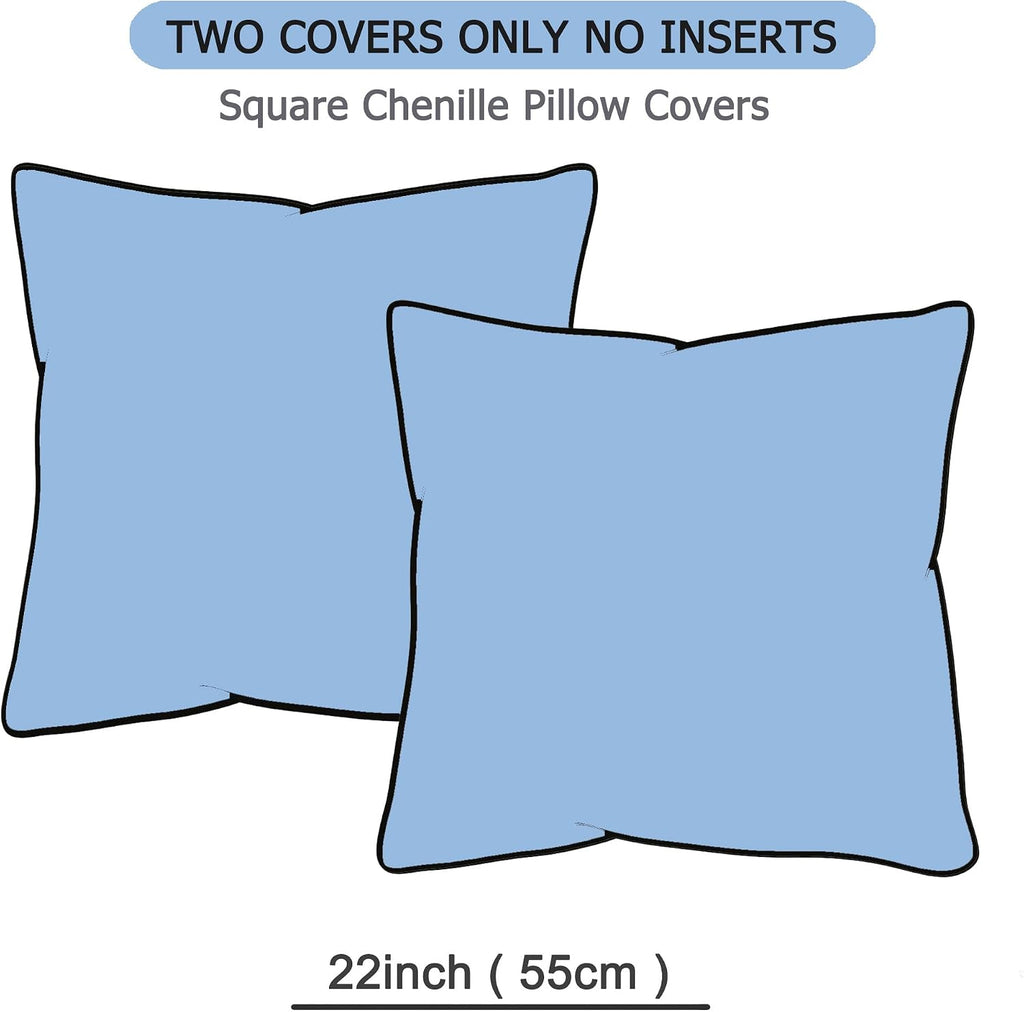 Gawamay Set of 2 Soft Textured Chenille Throw Pillow Covers 22x22 Inch (55x55 CM), Decorative Pillowcases Cushion Covers for Farmhouse Home…