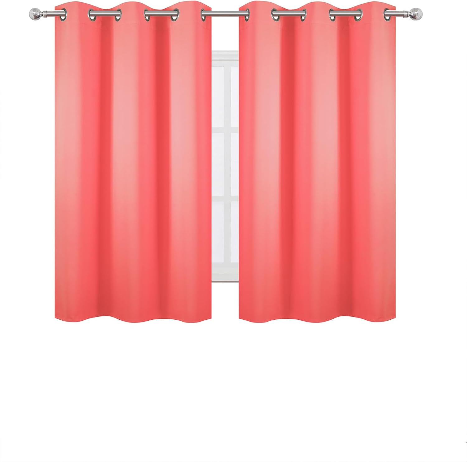 Lemomo Coral Blackout Curtains 42 x 54 Inch Length Set of 2 Panels Grommet Bedroom Curtains for Living Room 54 Inch silver