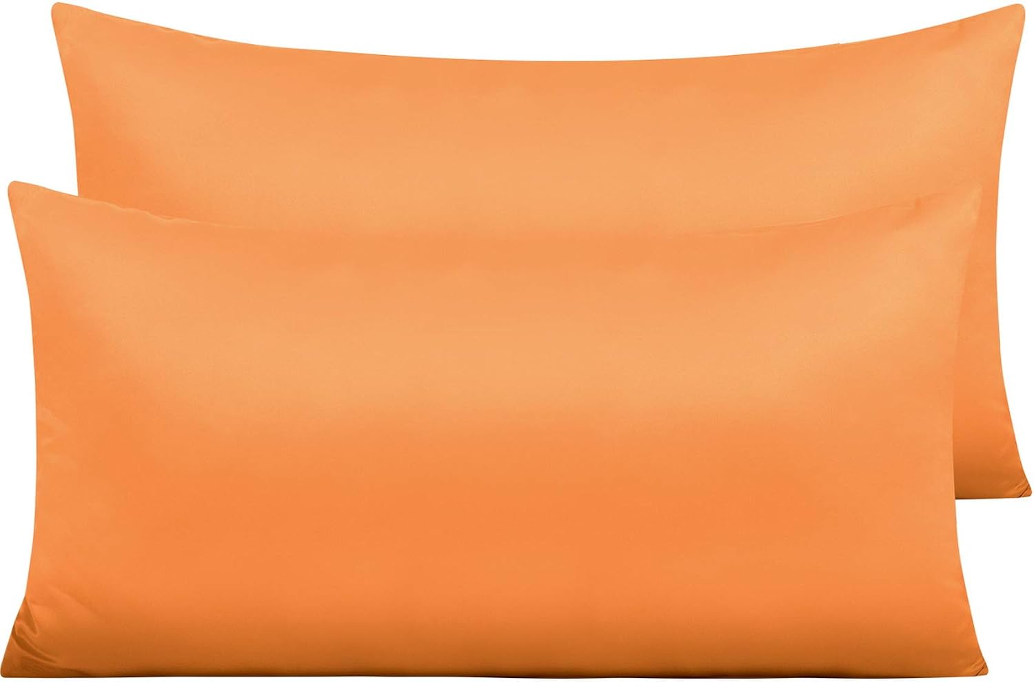 Ntbay Zippered Satin Pillow Cases for Hair and Skin, Luxury King Hidden Zipper Pillowcases Set of 2, 20x36 Inches, Orange 36 Inches