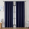 Simplebrand Ava Navy Blue Blackout Curtains for Bedroom 90 Inches Long 2 Panels Set, Solid Privacy Energy Saving Living Room Window Treatme…