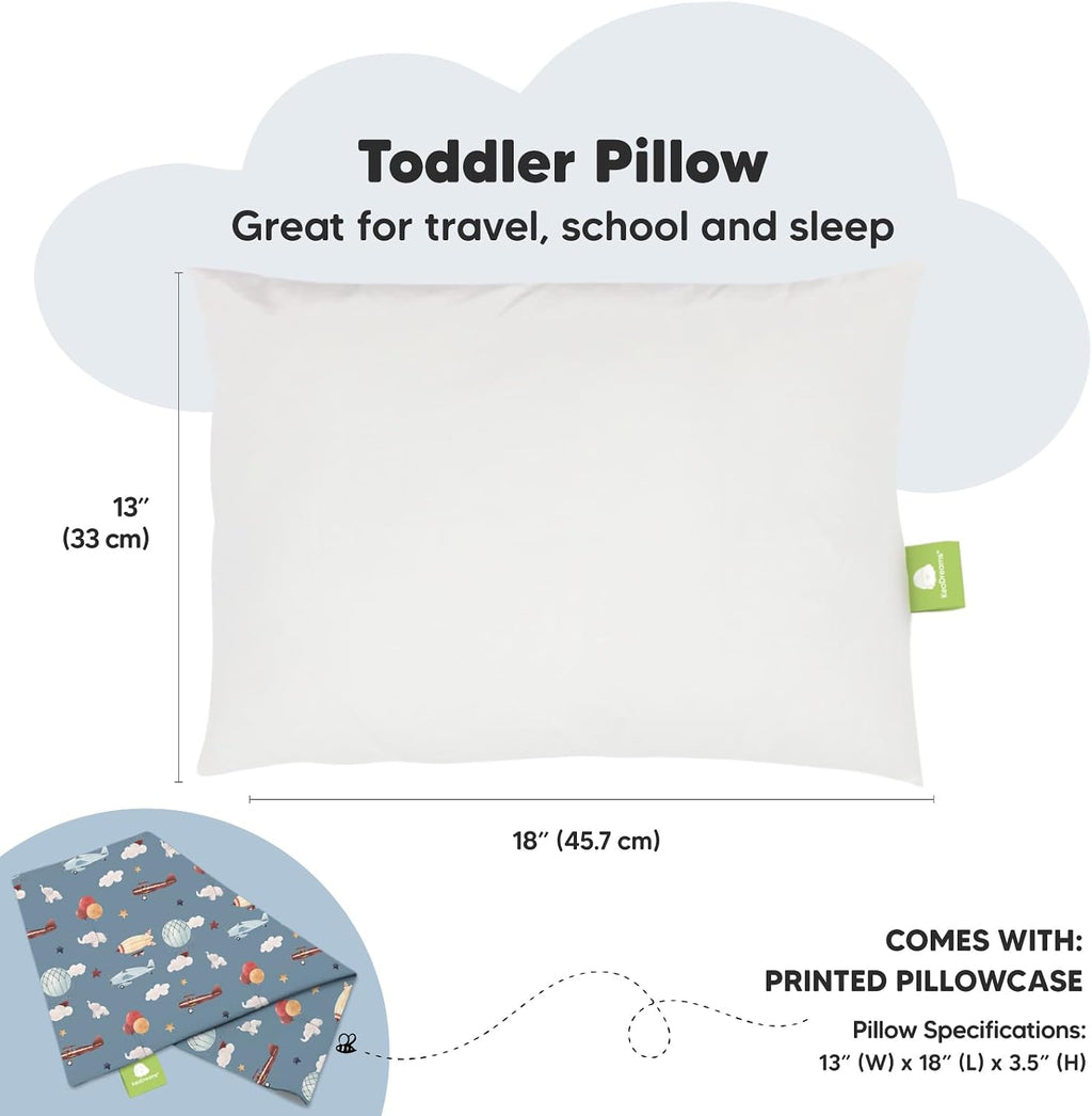 Toddler Pillow with Pillowcase - 13x18 My Little Dreamy Kids Travel Bed Pillows for Sleeping, Organic Cotton Small Pillowcase, Soft &…