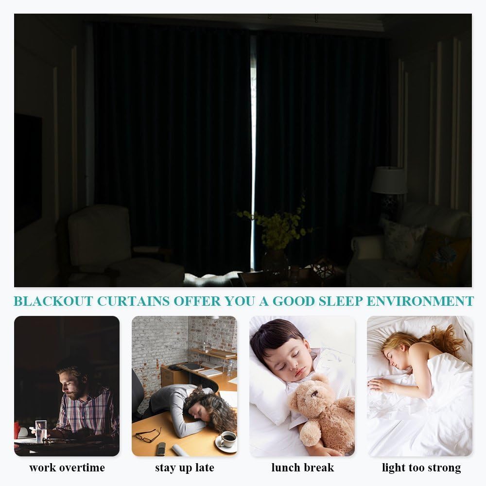 Nicetown Blackout Curtain Panels 84 - Window Treatment Energy Saving Thermal Insulated Solid Grommet Blackout Drapes for Living Room (Navy…