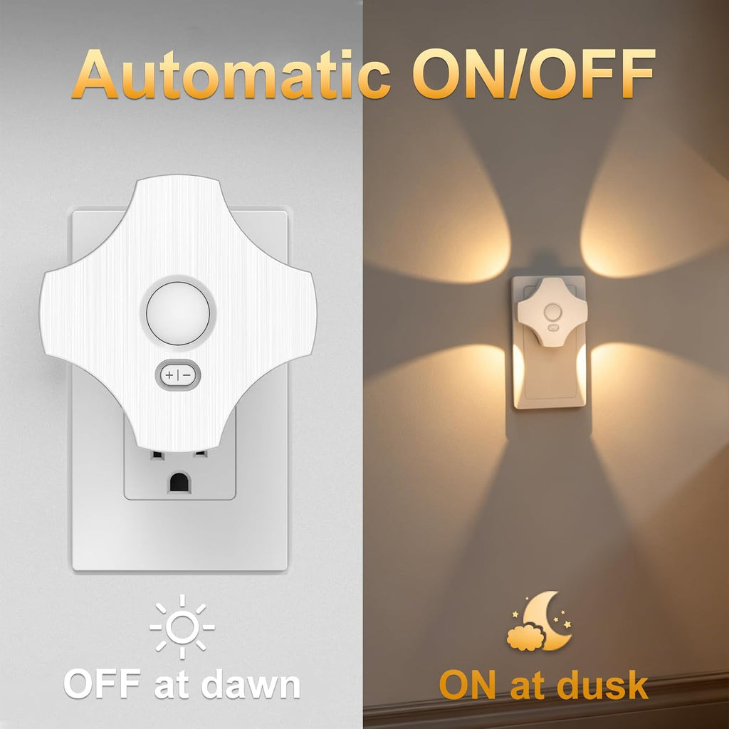 LED Motion Sensor Night Light, [2-Pack] Plug in Night Light with Motion Sensor and Dusk to Dawn Sensor, Brightness Adjustable, 3000K Soft…
