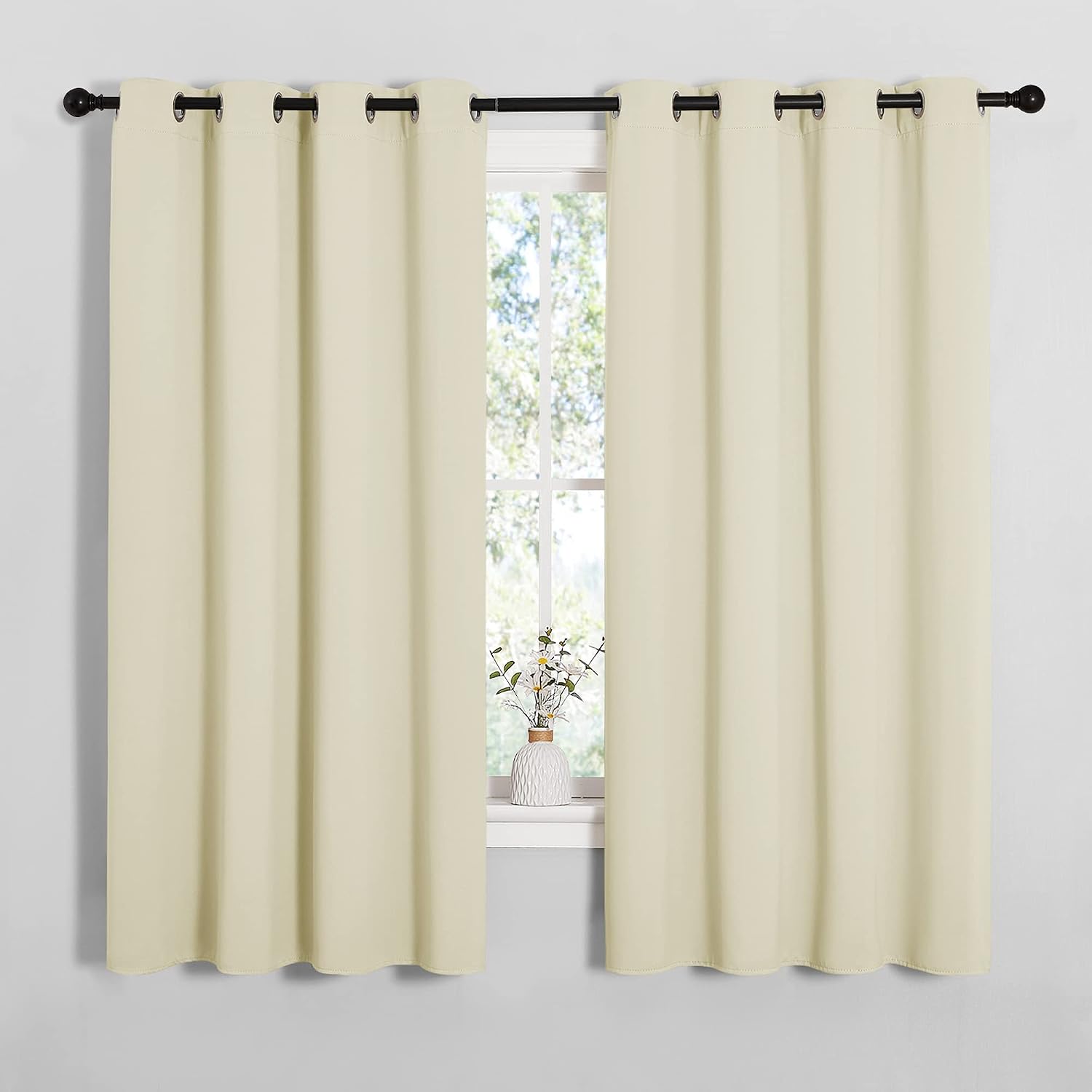 NICETOWN Room Darkening Curtain Panels for Cafe, Thermal Insulated Grommet Room Darkening Draperies/Drapes for Window (Beige, 2 Panels…