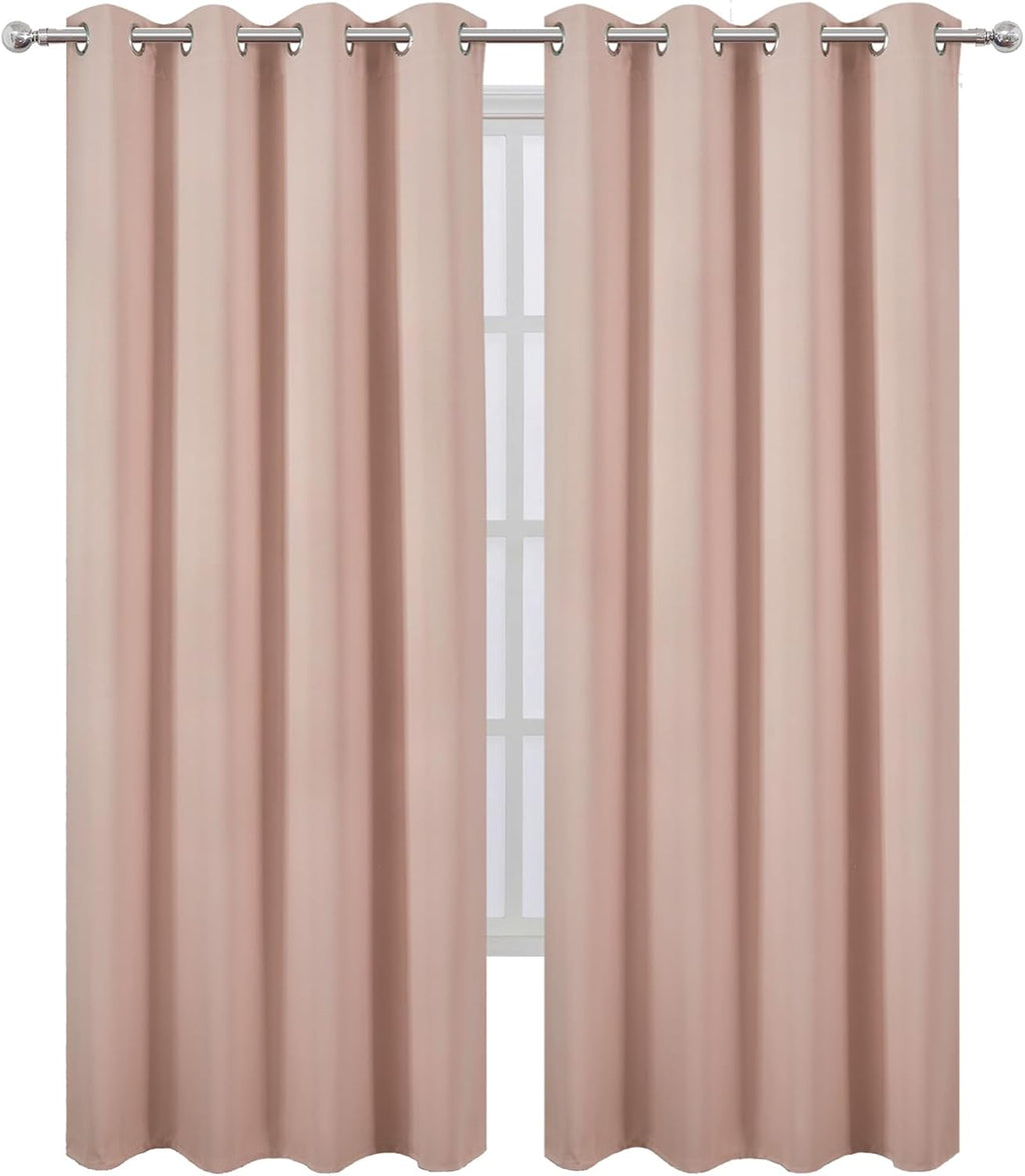 Lemomo Blush Thermal Blackout Curtains/52 x 95 Inch/Set of 2 Panels Room Darkening Curtains for Bedroom 95 Inch silver