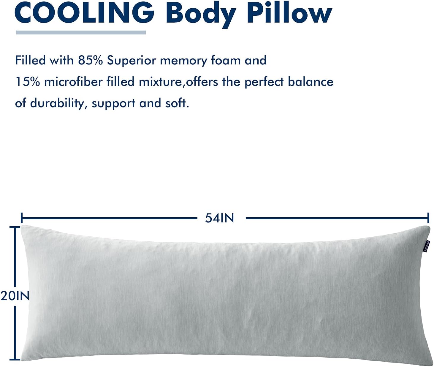 MIULEE Body Pillow for Adults Long Body Pillow for Side Sleeper Memory Foam Cooling Bed Full for Back/Stomach/Side Sleeping 20x54 Inch…
