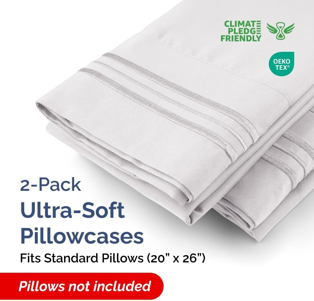Standard Pillow Cases Set of 2 - Soft Hotel Quality Pillowcase Covers - Comfy & Wrinkle Free - Stain and Fade Resistant - Machine…