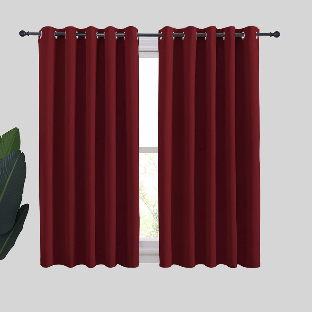 NICETOWN Christmas Burgundy Window Curtains Blackout Drapes, Thermal Insulated Solid Grommet Blackout Curtains/Draperies for Laundry Room…