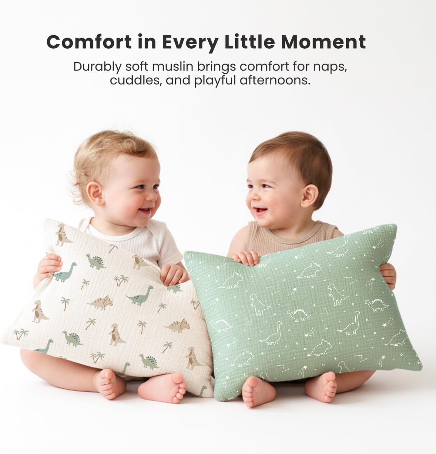 Konssy Muslin Toddler Pillowcase for 13x18 Pillow 2 Pack, 100% Cotton Toddler Pillow Case Cover, Soft & Breathable Travel Babay Kids Pillow…