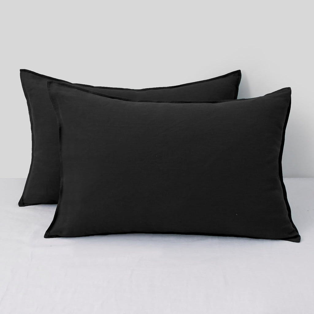 Chuffed Linen Pillowcases 2 Pack 100% Linen Standard Pillow Cases, Breathable and Cooling Washed Pillowshams with Zipper Closure, 20x30 Inc…