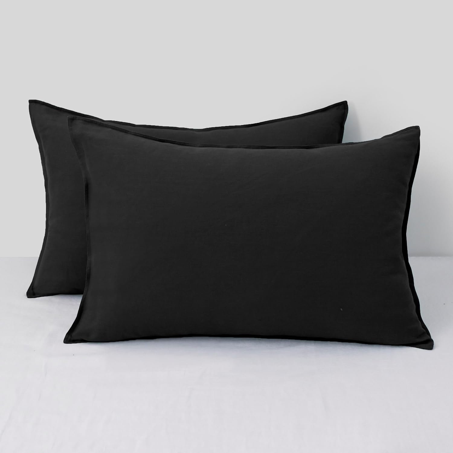 Chuffed Linen Pillowcases 2 Pack 100% Linen Standard Pillow Cases, Breathable and Cooling Washed Pillowshams with Zipper Closure, 20x30 Inc…