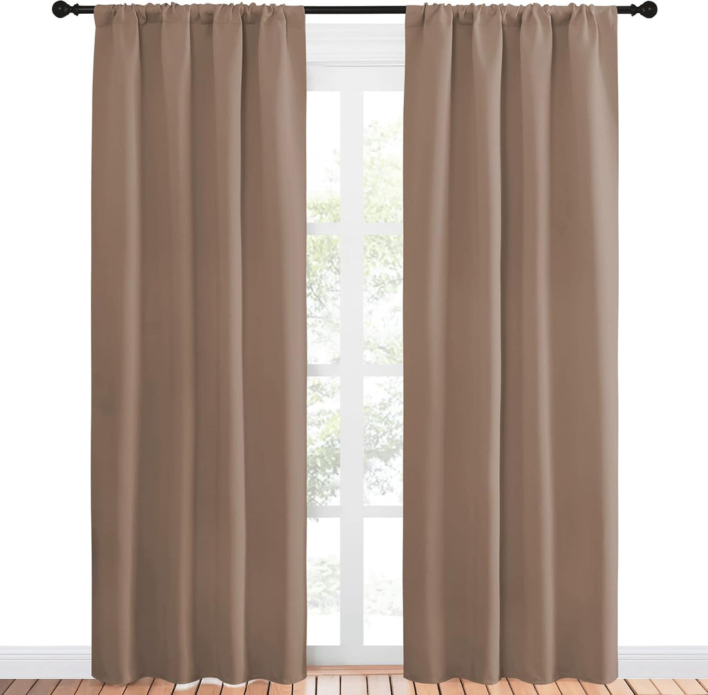 NICETOWN Blackout Drapes and Curtains for Kitchen - Window Treatment Thermal Insulated Solid Rod Pocket Blackout Curtains/Drapes for…
