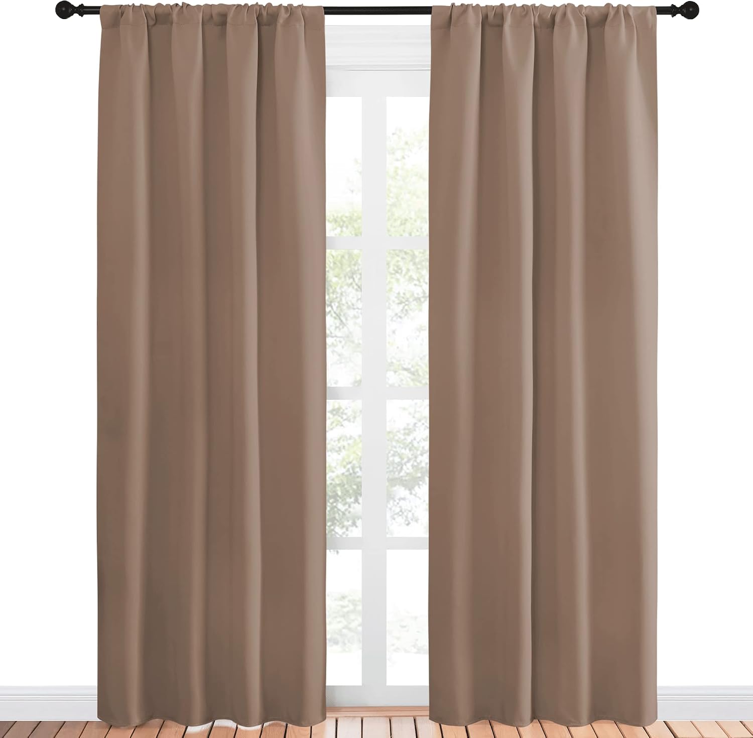 NICETOWN Blackout Drapes and Curtains for Kitchen - Window Treatment Thermal Insulated Solid Rod Pocket Blackout Curtains/Drapes for…