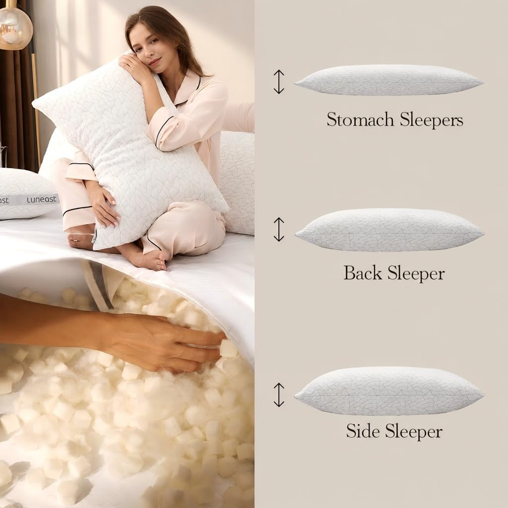 Memory Foam Pillows for Sleeping Adjustable Breathable Bed Pillow for Side, Back, and Stomach Sleepers Washable Pillow Cover Dream Cloud…