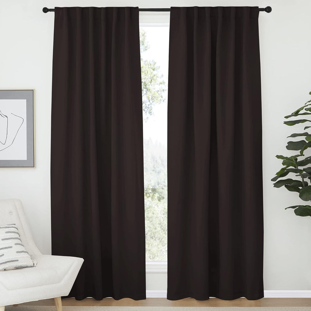 Nicetown Insulated Curtains Room Darkening Drapery Panels - (Toffee Brown Color) 52 inchesx72 inches, Set of 2 Pieces, Noise Reducing Room…