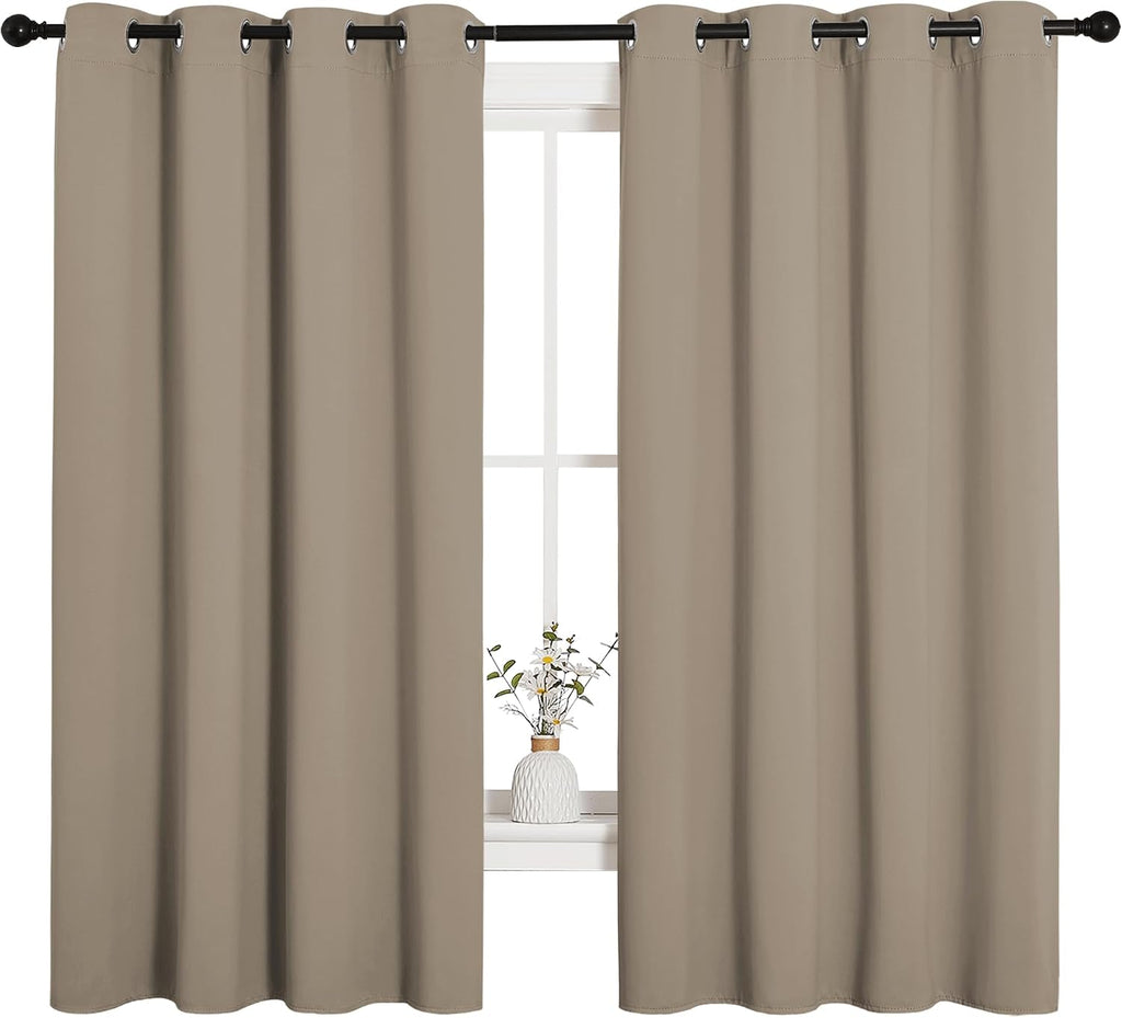NICETOWN Bedroom Curtain Panels Blackout Draperies, Thermal Insulated Solid Grommet Blackout Curtains/Drapes (Taupe, 1 Pair, 55 by 68-inch)