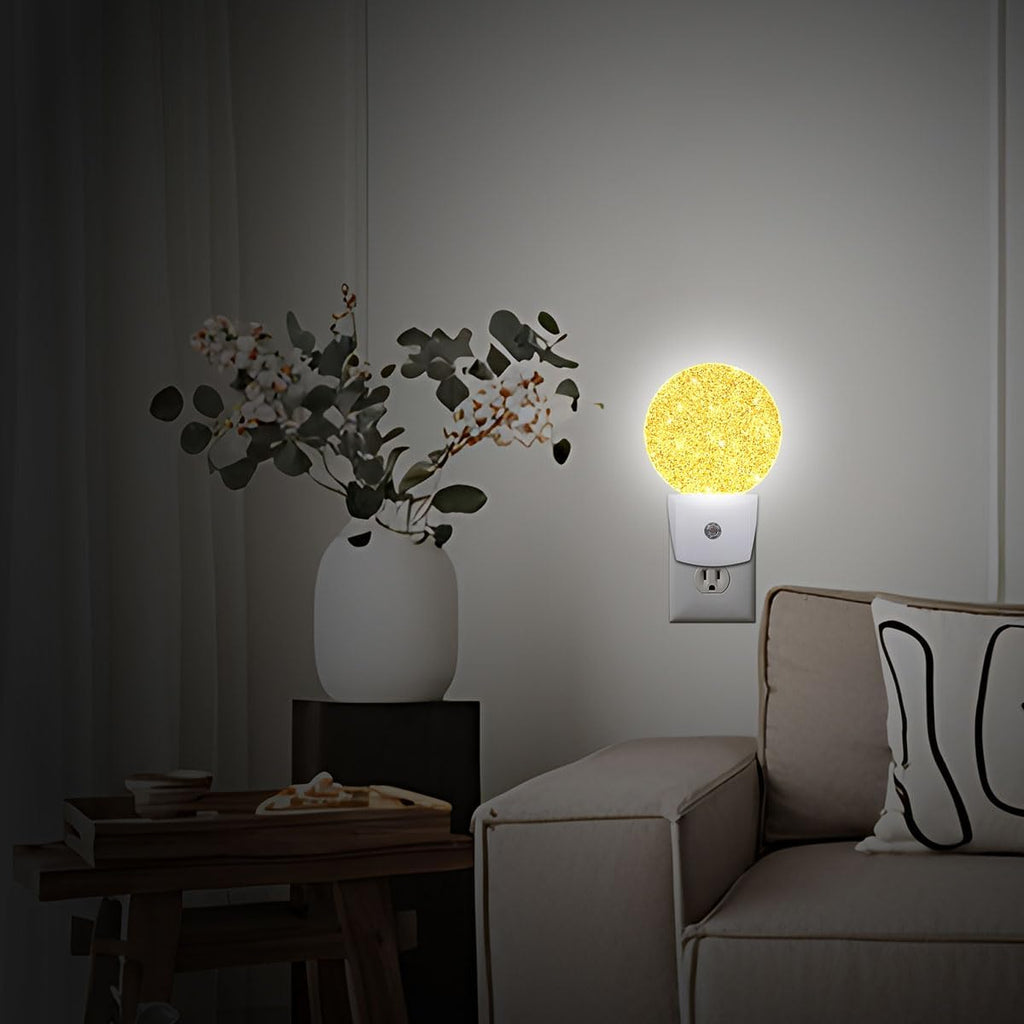 Gold Glitter Shine Night Light Plug-in Sleep Lamp Led Dusk to Dawn Night Light for Bedroom