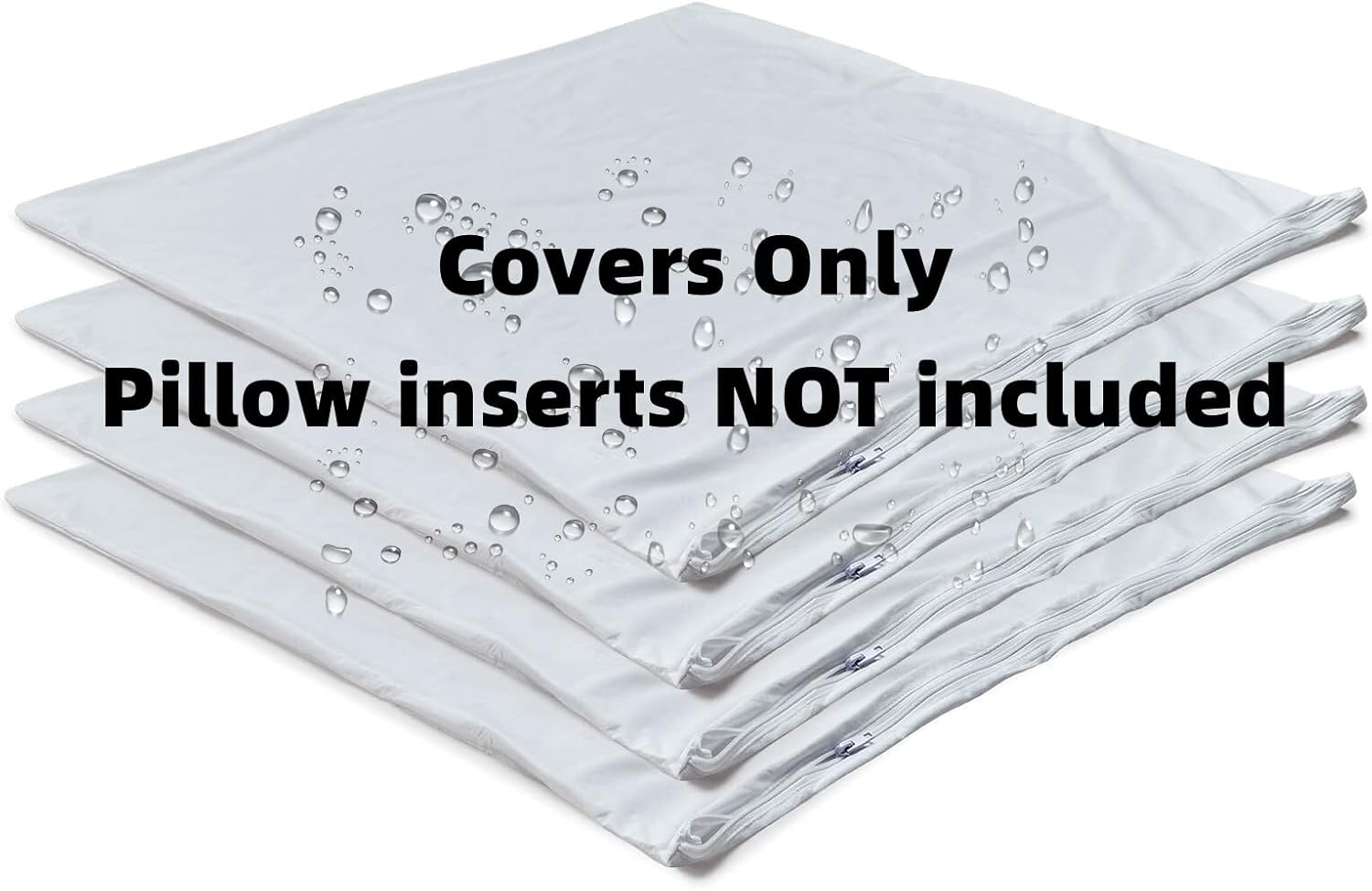 Kingnex 4 Pack Waterproof Down Feather Proof Pillow Protectors with Zipper 18x18 Zippered Pillow Covers for Square Throw Pillow 4 Pack White