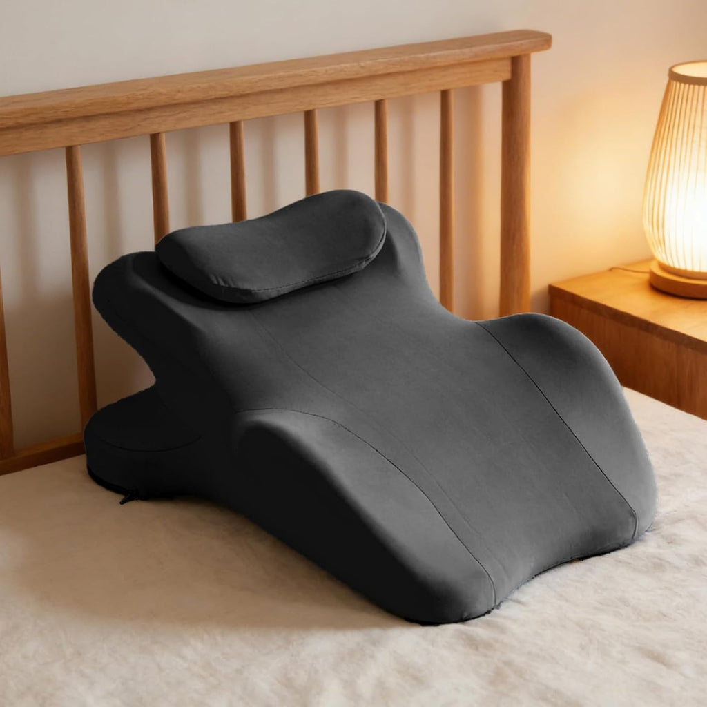 Reading Pillow for Watching tv and Reading in Bed, Ergonomic Wedge Pillow Prone Position with Support More Comfortable (Black, One Size)