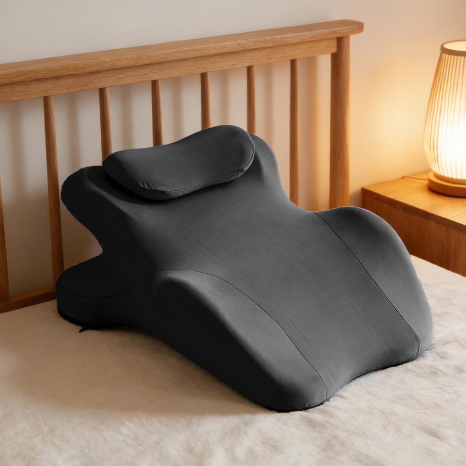 Reading Pillow for Watching tv and Reading in Bed, Ergonomic Wedge Pillow Prone Position with Support More Comfortable (Black, One Size)