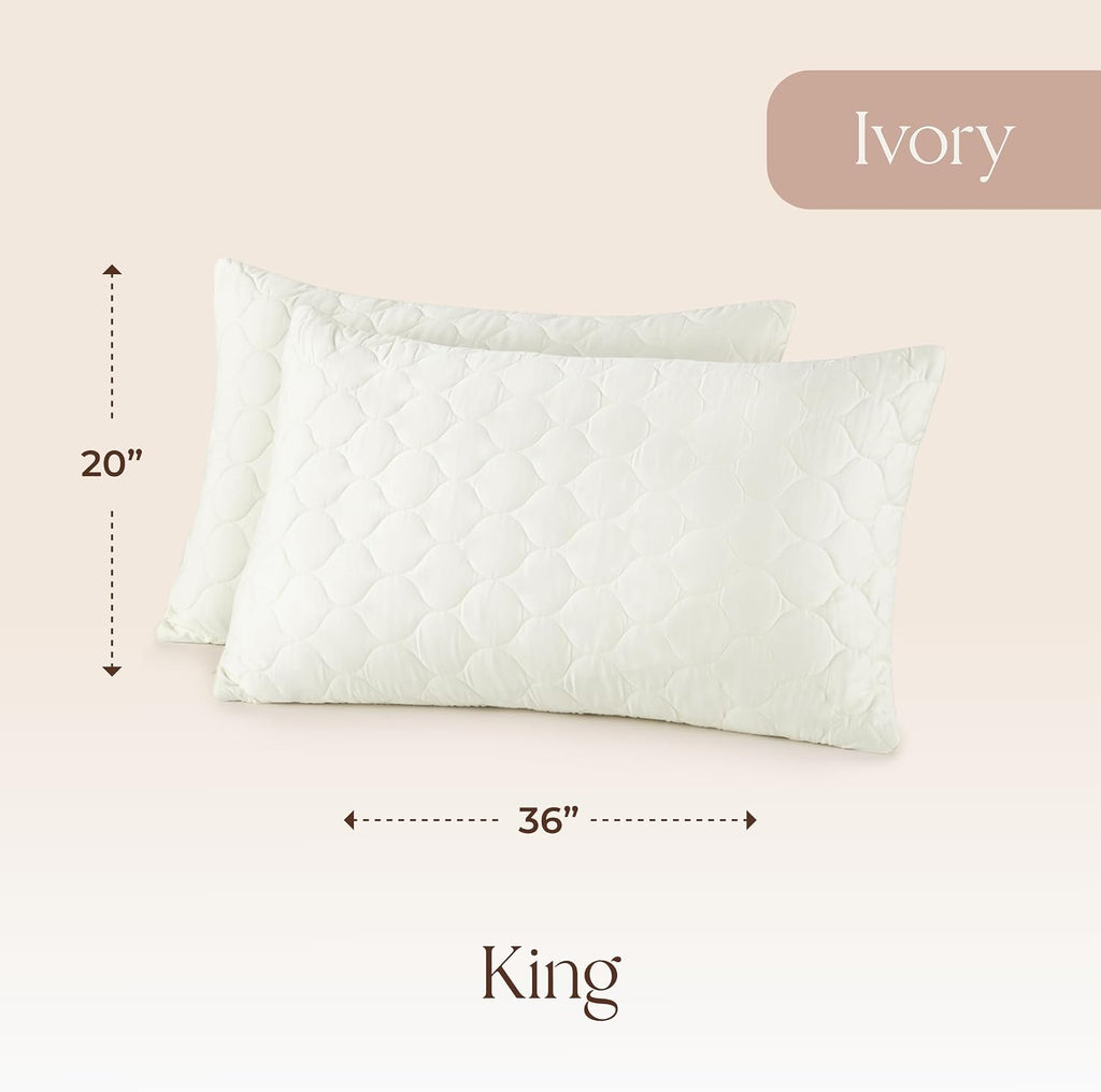 Organic Cotton Pillow Protector - Durable Quilted Pillow Protector King Size GOTS & Fairtrade Certified - Thick Hypoallergenic Machine…
