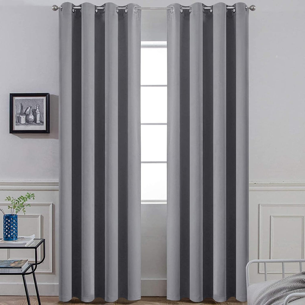 Yakamok Room Darkening Gray Blackout Curtains 84 Inch Long Light Blocking Thermal Insulated Window Treatment Grommet Drapes for Bedroom…