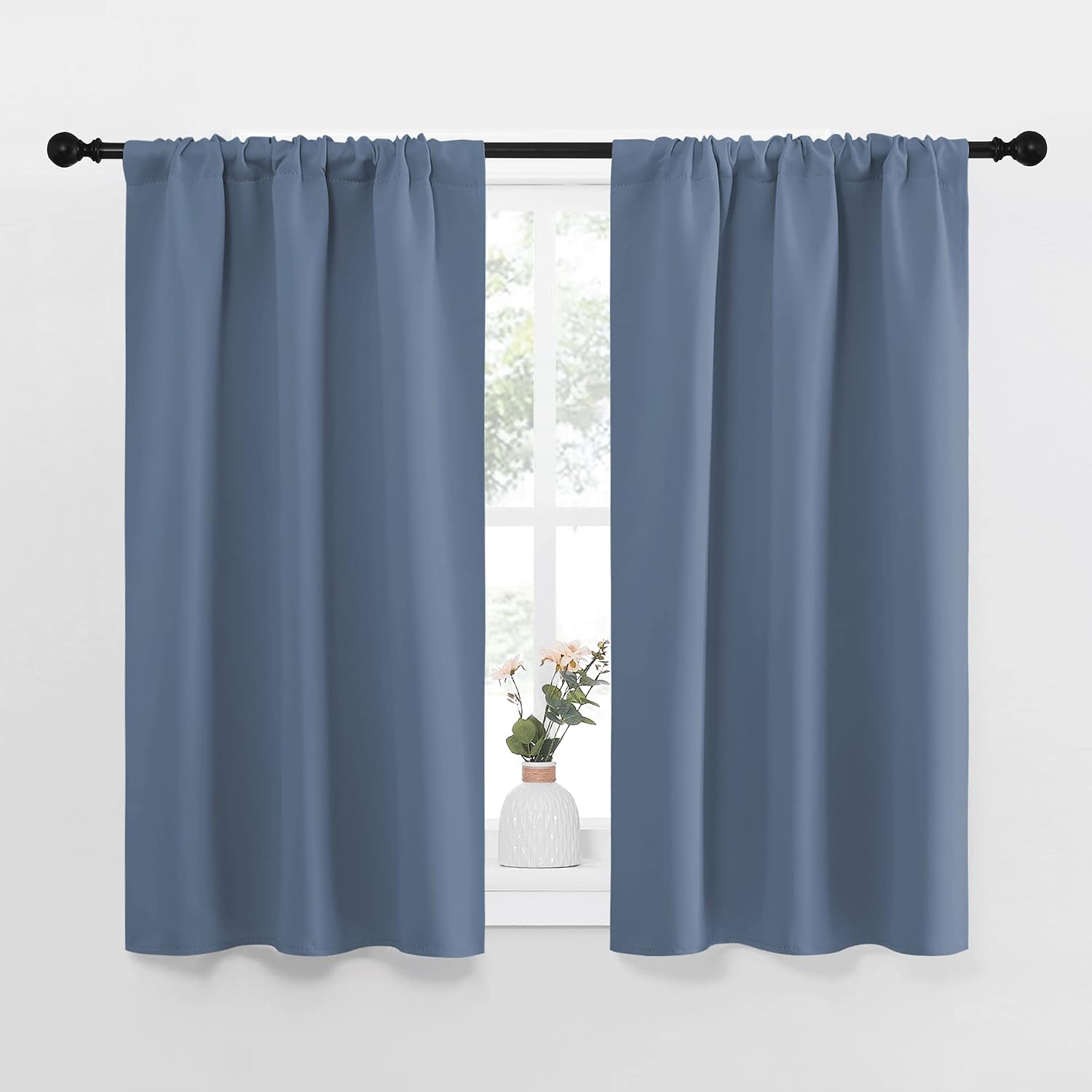NICETOWN Kitchen Curtains, Short Blackout Curtains & Drapes, Thermal Insulated Blackout Curtain Panels for Kids Room, Play Room (Stone…
