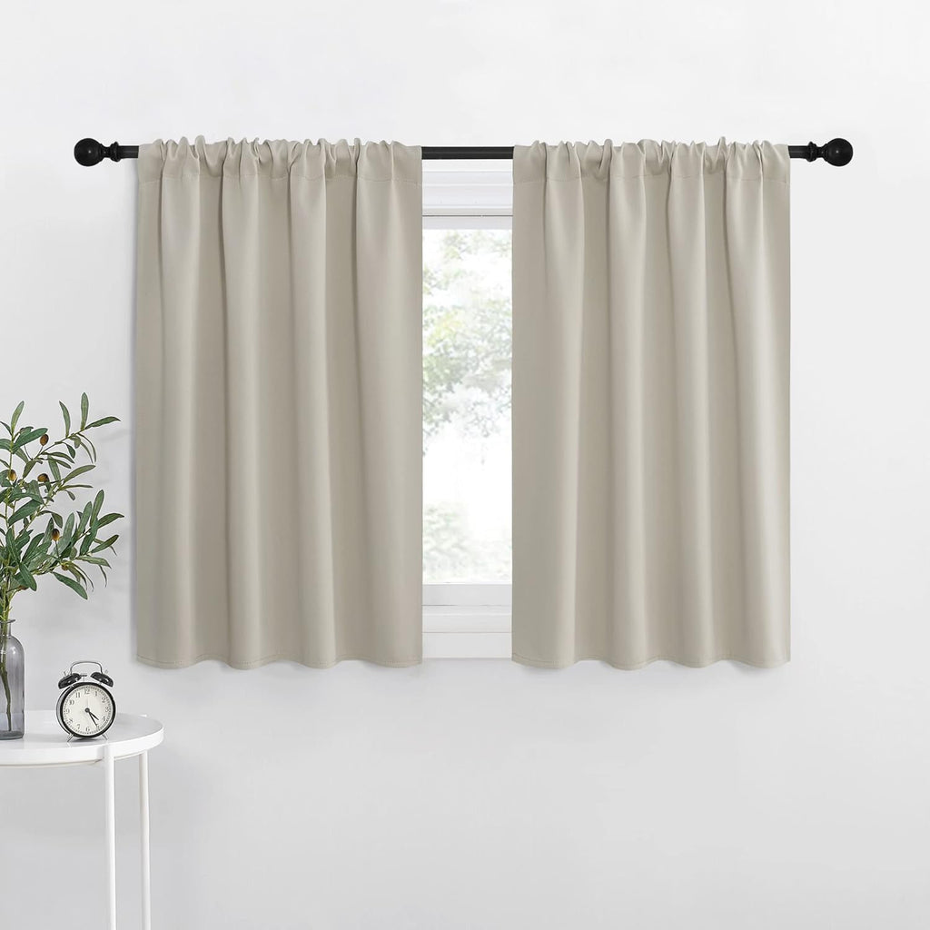 NICETOWN 2 Panels Blackout Curtains, Rod Pocket Thermal Insulated Drapes for Kitchen, Heavy Duty Small Window Treatment for Dorm Room…