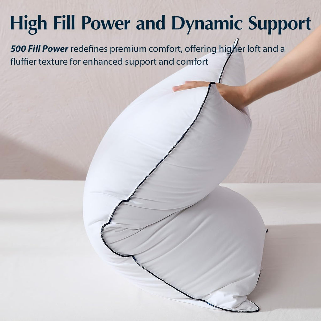 PacificCoast Pacific Coast Pillows Queen Size Set of 2, Goose Down Fiber Bed Pillows for Sleeping, Hotel Pillows, Downproof, Medium, White…