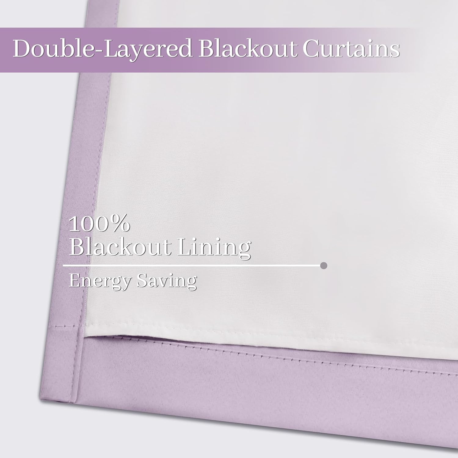 Yakamok Lilac 100% Blackout Curtains 84 Inches Long with 2 Thick Layers-Light Purple Room Darkening Thermal Insulated Window Curtain Set of…