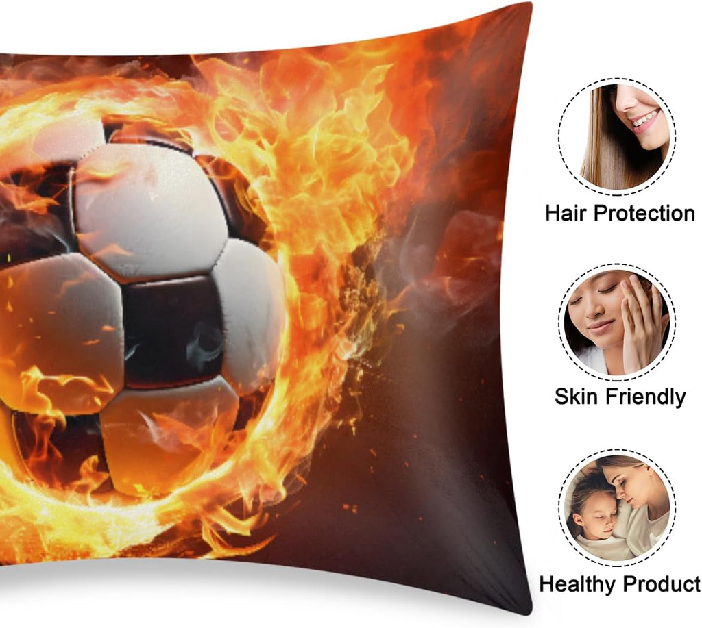 Football Sports Fire Satin Pillowcase for Hair and Skin Soft Silk Pillow Cases with Envelope Closure Cooling Pillow Case Slip 15.99…