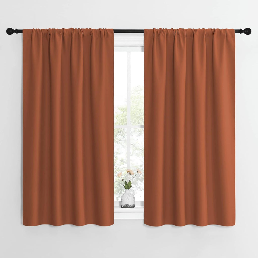 NICETOWN Blackout Curtains and Drapes - Thermal Insulated Solid Rod Pocket Blackout Draperies/Panels (Burnt Orange, 1 Pair, 42 by 54 inches)