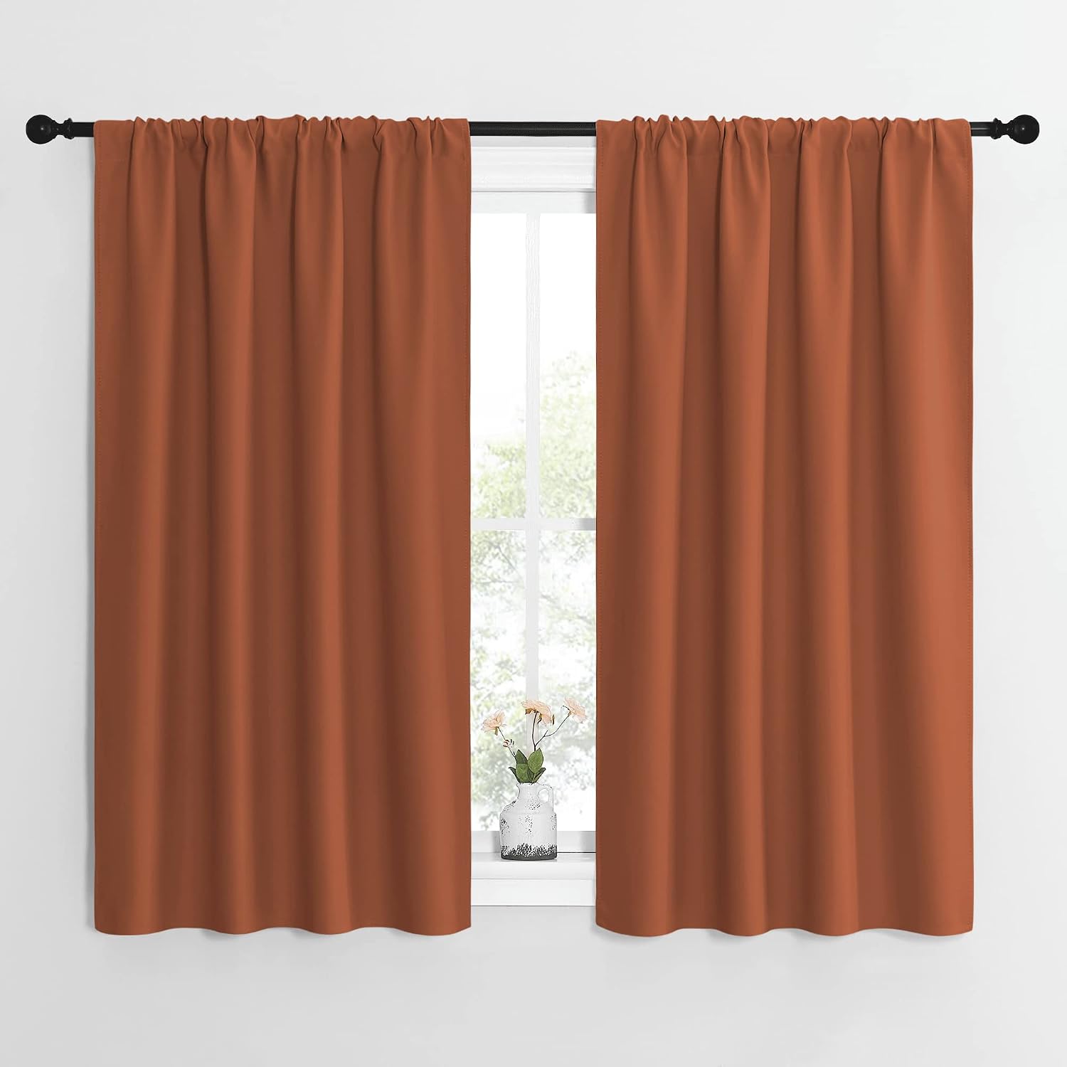 NICETOWN Blackout Curtains and Drapes - Thermal Insulated Solid Rod Pocket Blackout Draperies/Panels (Burnt Orange, 1 Pair, 42 by 54 inches)