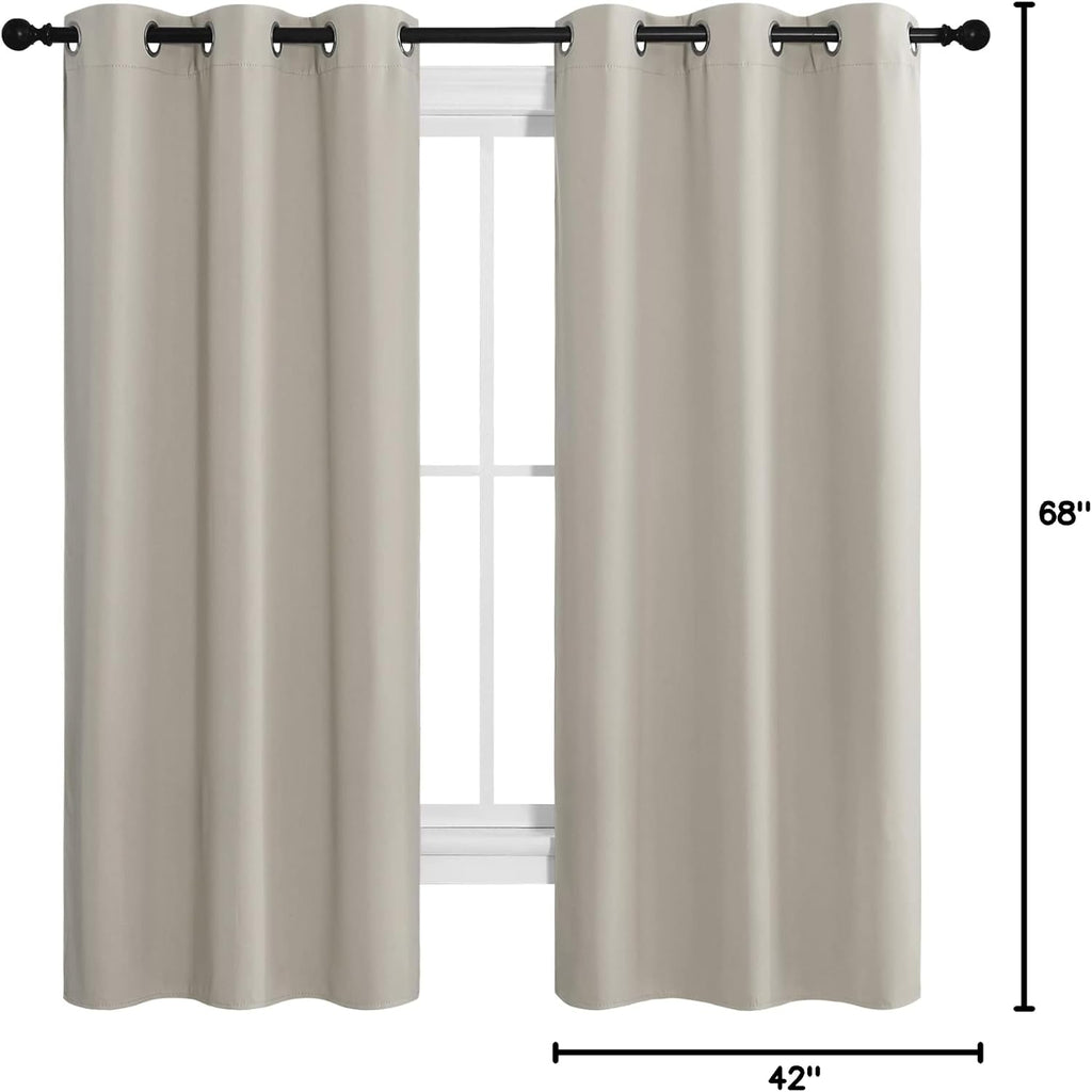 NICETOWN Kitchen Curtains for Decoration, Thermal Insulated Grommet Room Darkening Draperies/Panels for Laundry (Natural, 2 Panels, W42 x…