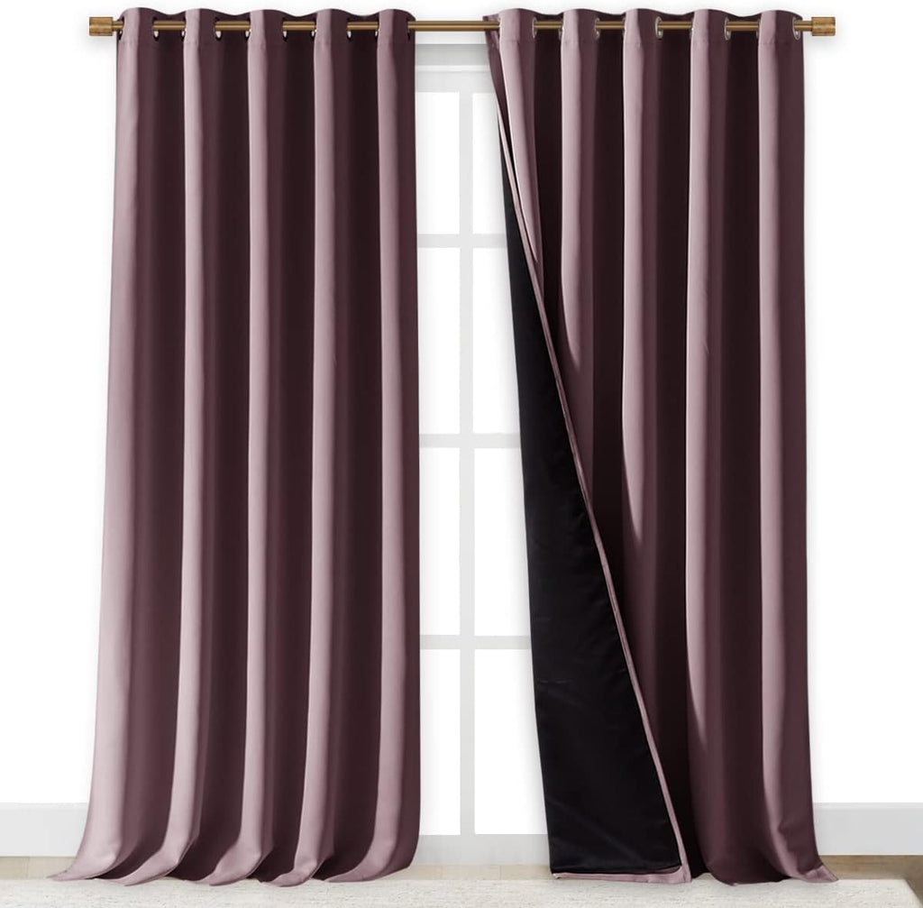 Nicetown Full Shading Curtains for Windows, Super Heavy-Duty Black Lined Blackout Curtains for Bedroom, Privacy Assured Window Treatment (D…