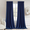Miulee Navy Blue Back Tab Blackout Curtains 108 Inch Long 2 Panels Set for Bedroom, Rod Pocket/Pinch Pleat Extra Long Thermal Insulated Liv…